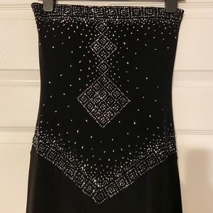 *Long black stretchy dress with beading